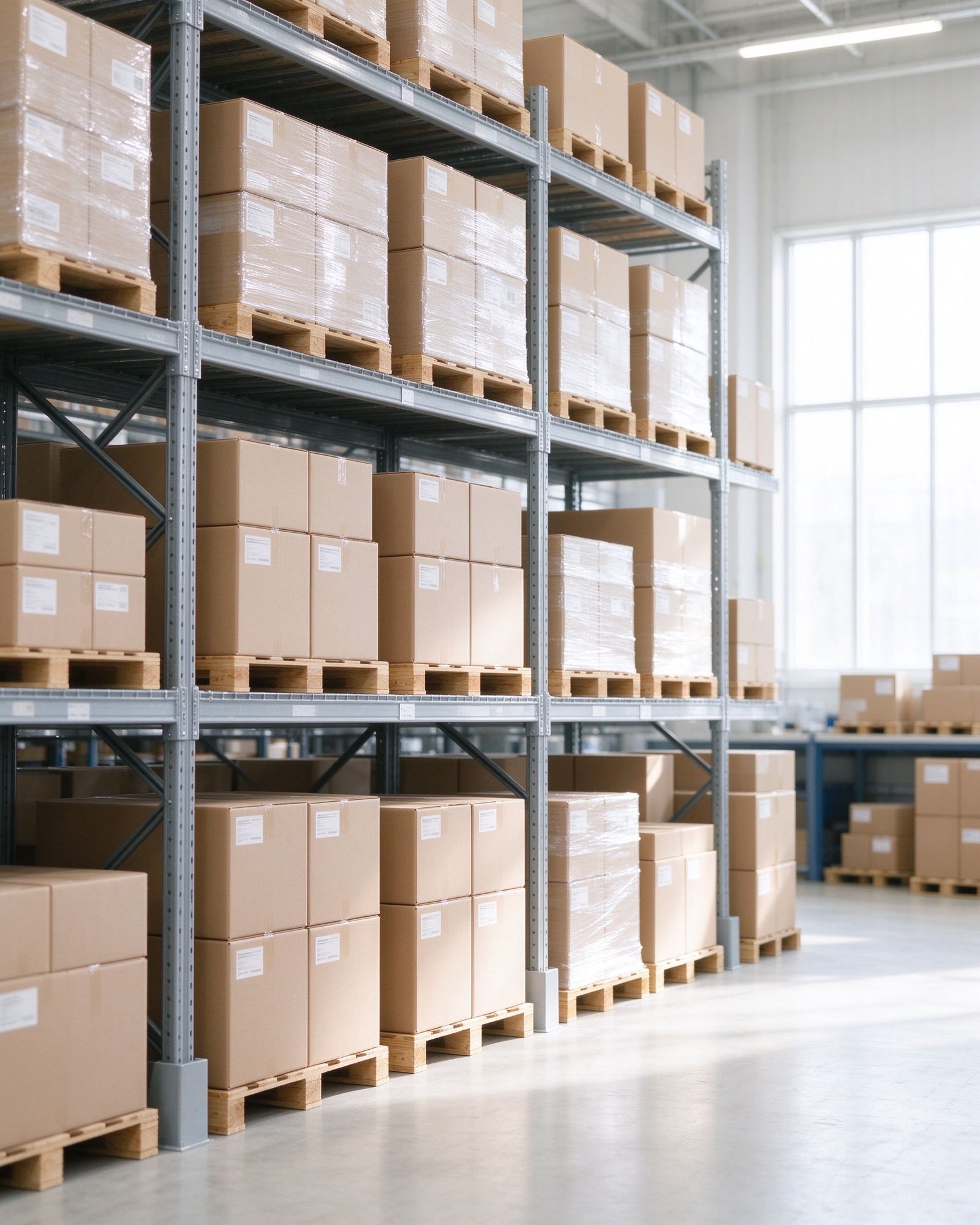 Organized warehouse goods ready for export
